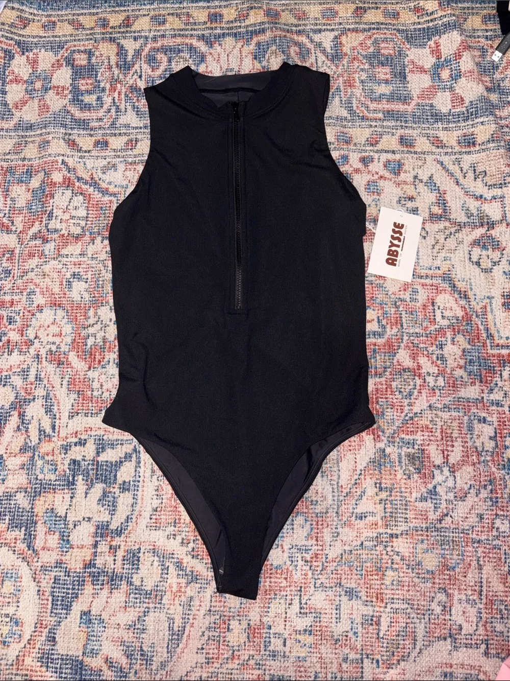 Abysse Cooper One Piece Swimsuit in Jet Rib SZ L NWT